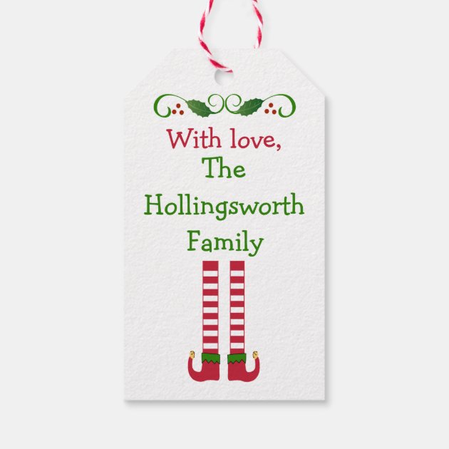 Merry Christmas - Elf Legs Personalized Gift Tags