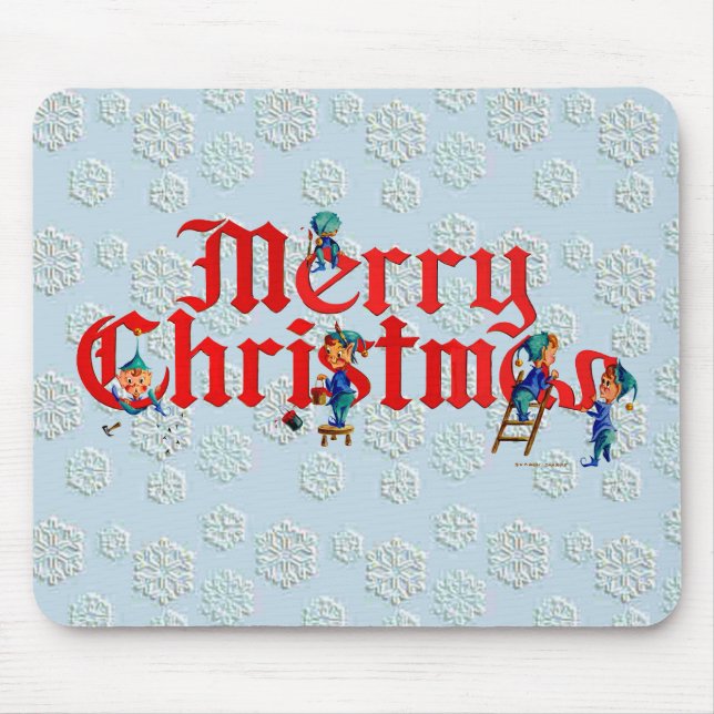 MERRY CHRISTMAS ELF PAD by SHARON SHARPE Mouse Pad (Front)