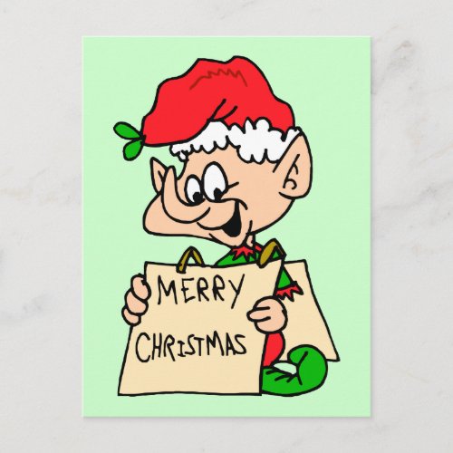 Merry Christmas Elf Postcard