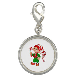 Merry Christmas Elf Silver Plate Charm
