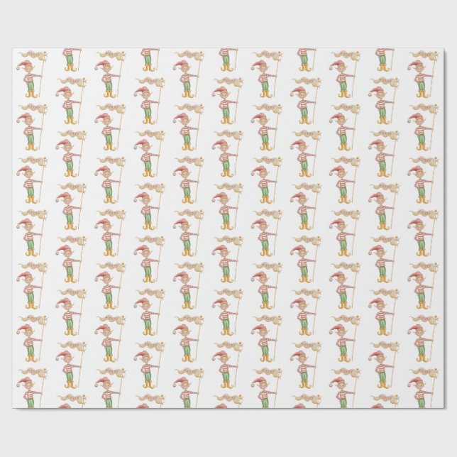 Merry Christmas Elf wrapping paper (Flat)