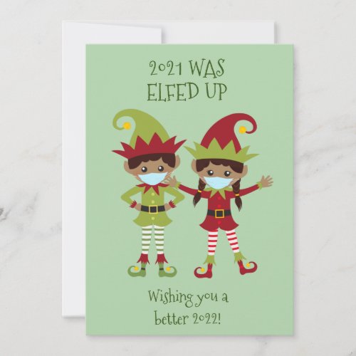 Merry Christmas Elfed Up Ethnic Face Mask 2021 Holiday Card