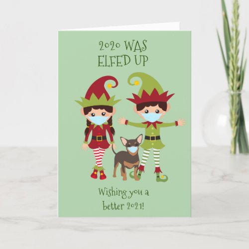 Merry Christmas Elfed Up Funny Face Mask 2020 Holiday Card