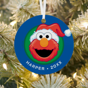 Merry Christmas Elmo Metal Ornament