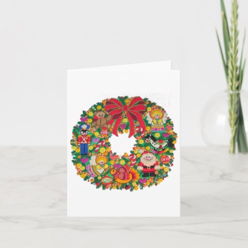 Merry Christmas Embroidered Wreath Card