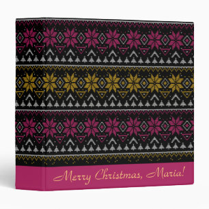 Merry Christmas embroidery cross stitch ugly sweat 3 Ring Binder