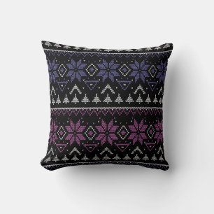 Merry Christmas embroidery cross stitch ugly sweat Throw Pillow