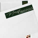 Merry Christmas Emerald Green Return Address Wrap Around Label<br><div class="desc">✉️ Elevate the art of sending holiday joy with our specially designed wrap around labels. Each package becomes a piece of the holiday magic. _____________________________ ***this design is part of a christmas holiday collection*** Step into a world of timeless sophistication with my "Enchanting Classic Elegance" Christmas Holiday Collection. Immerse yourself...</div>
