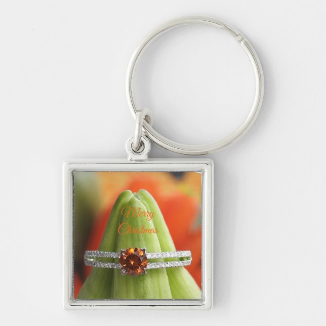 Merry Christmas Engagement Ring Keychain (Front)