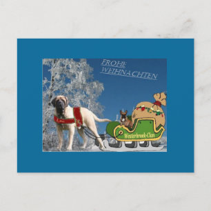 Merry Christmas English Mastiff and French Bulldog Postcard