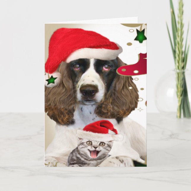 Merry Christmas English Springer Spaniel Cards (Front)