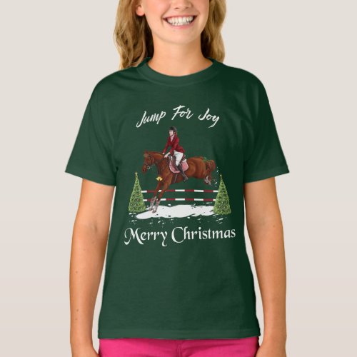 Merry Christmas Equestrian English Jumping Horse T_Shirt
