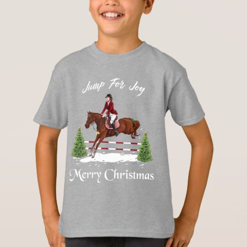 Merry Christmas Equestrian English Jumping Horse T_Shirt