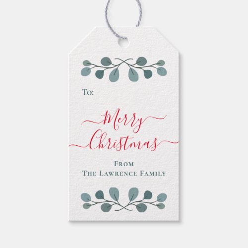 Merry Christmas Eucalyptus Berries Gift Tags