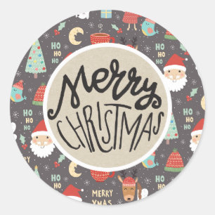 Merry Christmas Eve Santa Rustic Holiday Favor Classic Round Sticker