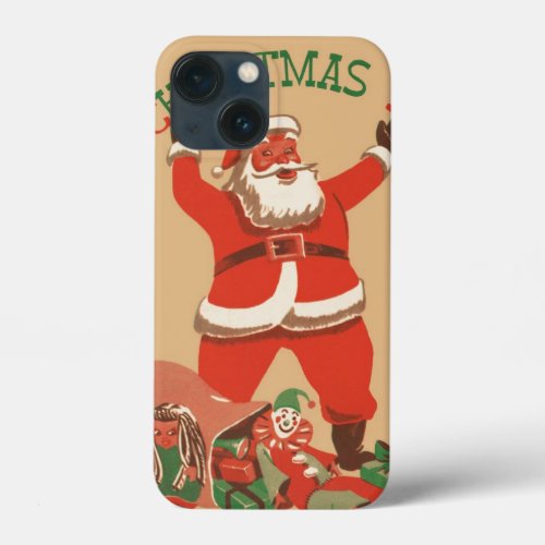 Merry Christmas Everybody Vintage Santa Claus iPhone 13 Mini Case