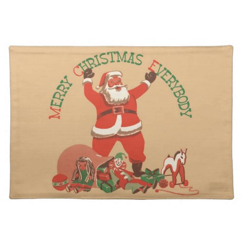 Merry Christmas Everybody Vintage Santa Claus Cloth Placemat