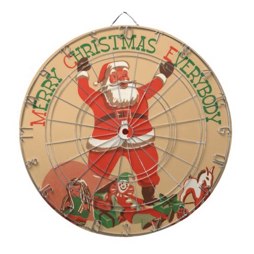 Merry Christmas Everybody Vintage Santa Claus Dart Board