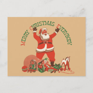 Merry Christmas Everybody! Vintage Santa Claus Holiday Postcard
