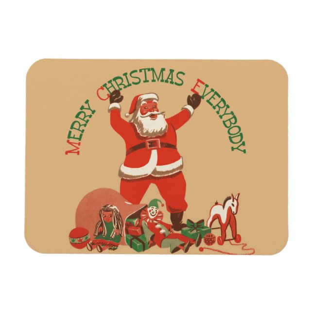 Merry Christmas Everybody! Vintage Santa Claus Magnet (Horizontal)