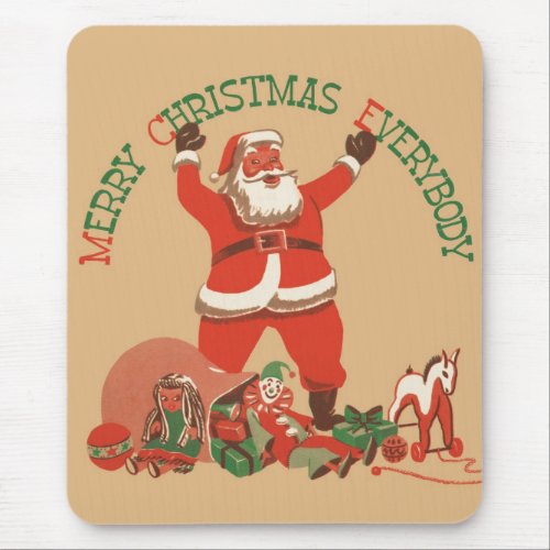 Merry Christmas Everybody Vintage Santa Claus Mouse Pad