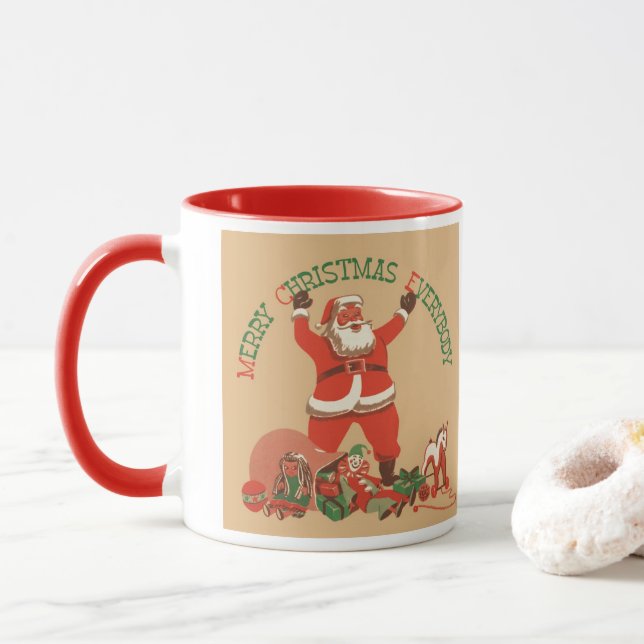 Merry Christmas Everybody! Vintage Santa Claus Mug (With Donut)