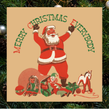 Merry Christmas Everybody! Vintage Santa Claus Poster by ChristmasCafe at Zazzle