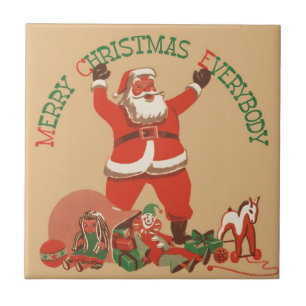 Merry Christmas Everybody! Vintage Santa Claus Tile