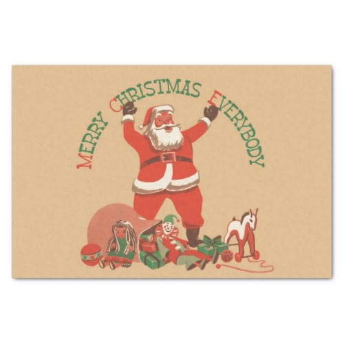Merry Christmas Everybody Vintage Santa Claus Tissue Paper