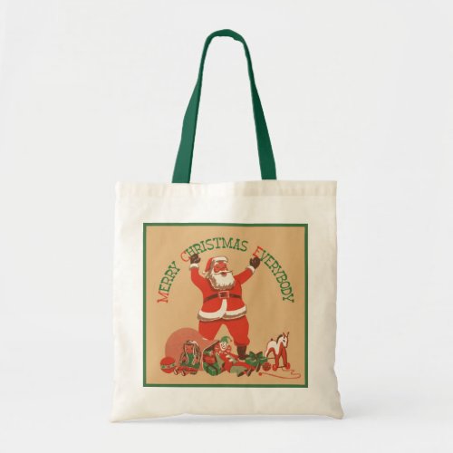 Merry Christmas Everybody Vintage Santa Claus Tote Bag
