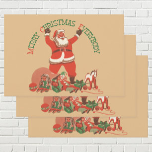 Merry Christmas Everybody! Vintage Santa Claus Wrapping Paper Sheets