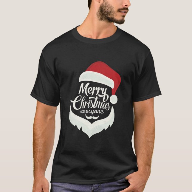 Merry Christmas Everyone Typography Black Men's T-Shirt (Front)