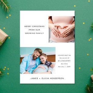 Merry Christmas Expecting Growing Family Photo Holiday Postcard