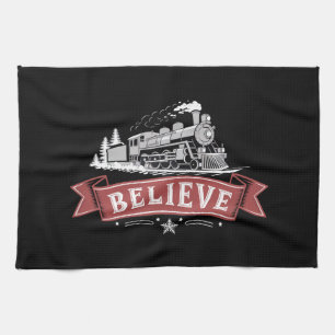 Merry Christmas Express North Pole Xmas Santa  Kitchen Towel