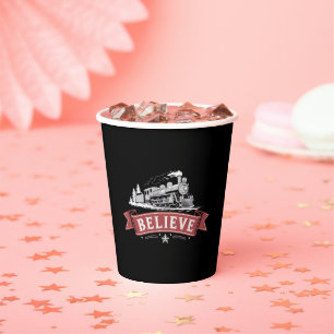 Merry Christmas Express North Pole Xmas Santa Paper Cups