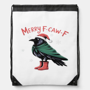 Merry Christmas F-Caw-F Classic Vintage Style Drawstring Bag