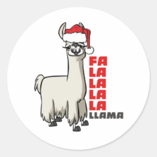 Merry Christmas Fa La La La La Llama Classic Round Sticker