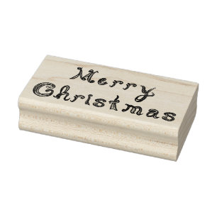 Merry Christmas Fabric Font Letters Line Art Rubber Stamp