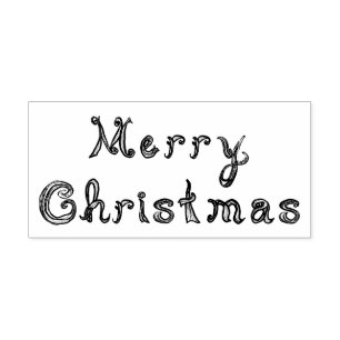 Merry Christmas Fabric Font Letters Line Art Self-inking Stamp