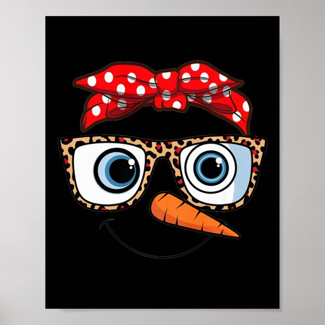 Merry Christmas Face Snowman Christmas Leopard Pri Poster (Front)