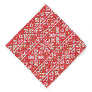 Merry Christmas Fair Isle Snowflakes Red & White Bandana