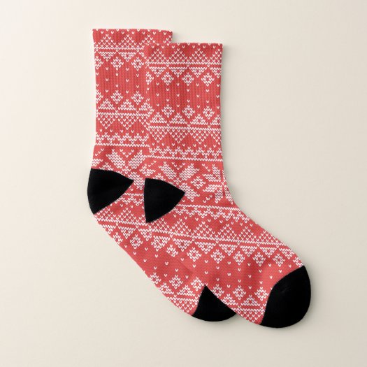 Merry Christmas Fair Isle Snowflakes Red & White
