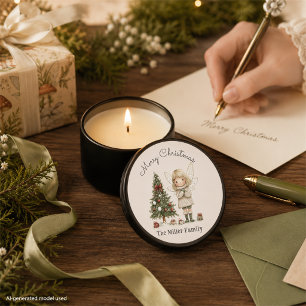 Merry Christmas Fairy and Tree Personalized Gift Mini Candle Favors