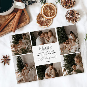 Merry Christmas Family 6 Photo Collage Holiday Card