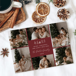 Merry Christmas Family 6 Photo Collage Holiday Card