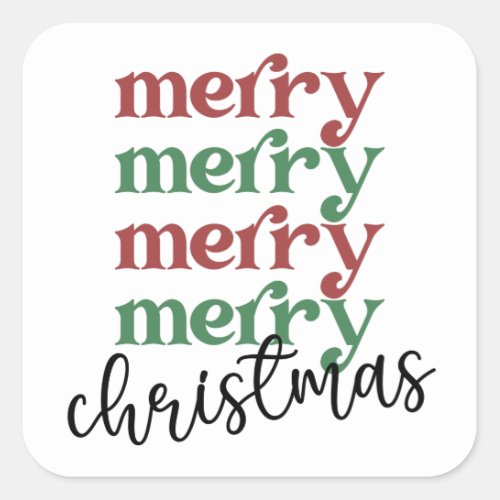 Merry Christmas Family Christmas Celebration Gifts Square Sticker