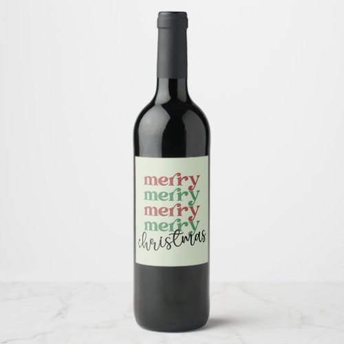 Merry Christmas Family Christmas Celebration Gifts Wine Label