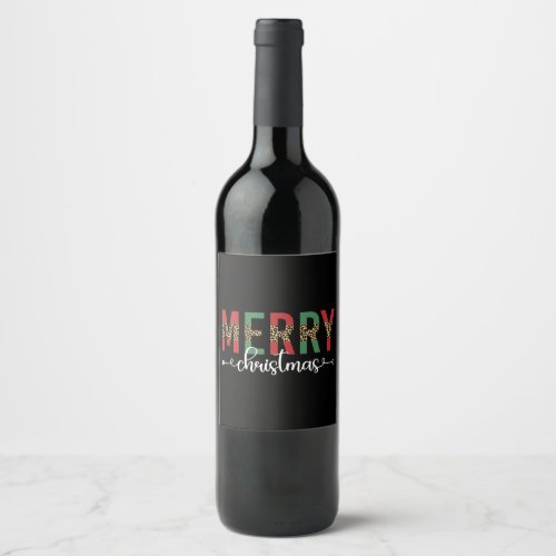 Merry Christmas Family Christmas Celebration Gifts Wine Label