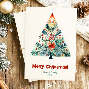 Merry Christmas family Christmas tree card