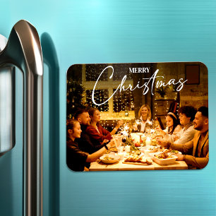 Merry Christmas Family Dinner Festive Photo Magnet